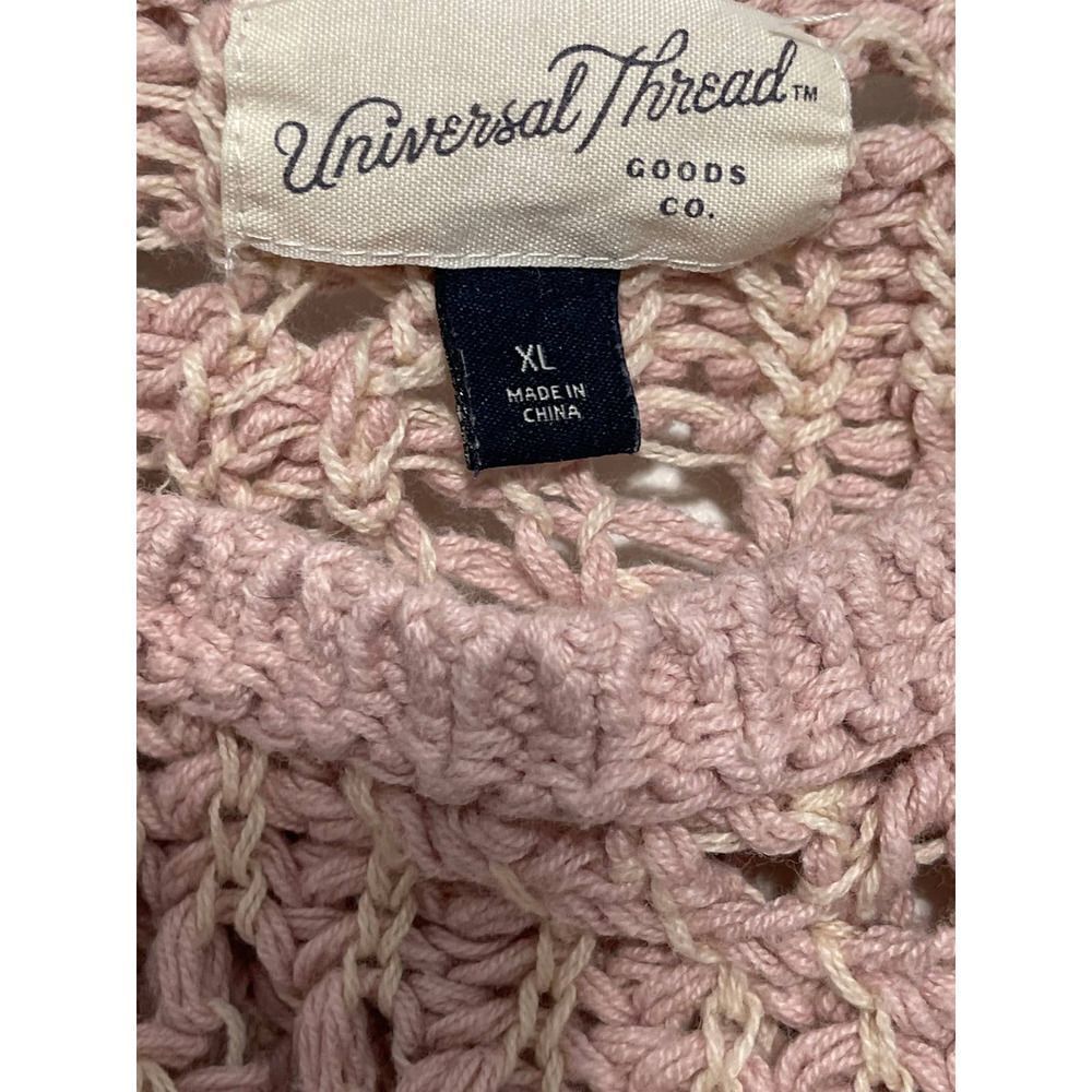 Universal Thread Open Knit Sweater Crew Neck Long Sleeve Pullover‎ Pink Cream XL - Picture 3 of 12